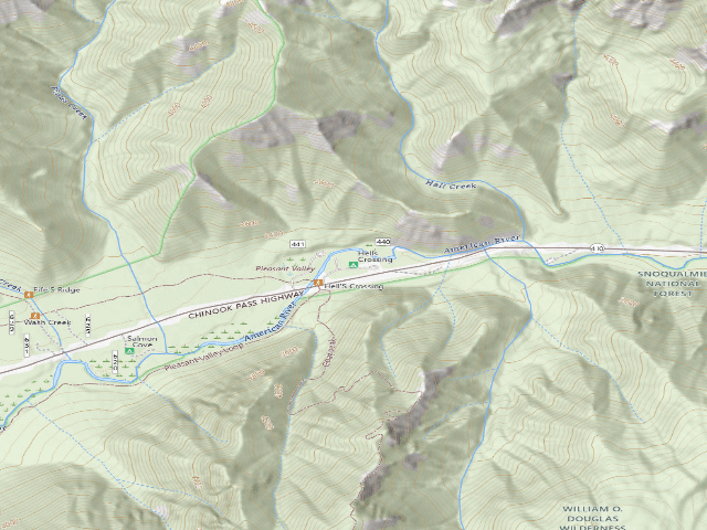 USGS topographic map of Hells Crossing Campground
