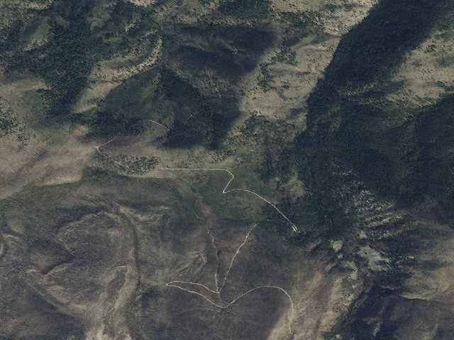 Aerial image of Hells Half Acre Saddle