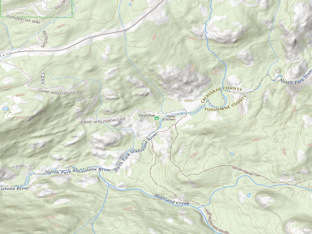 USGS topographic map of Hells Kitchen Campground