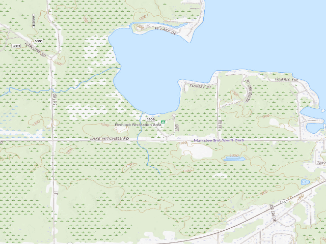 USGS topographic map of Hemlock Recreation Area