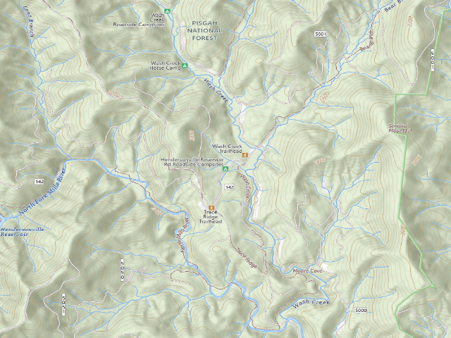 USGS topographic map of Hendersonville Reservoir Rd Roadside Campsites
