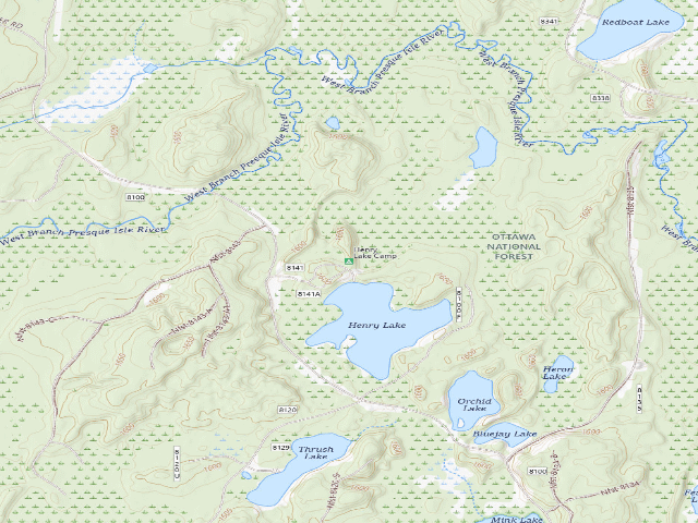 USGS topographic map of Henry Lake Camp