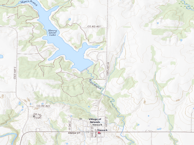 USGS topographic map of Henry Sever Lake Conservation Area