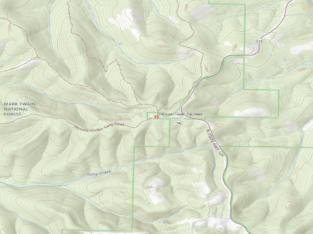 USGS topographic map of Hercules Tower Trailhead