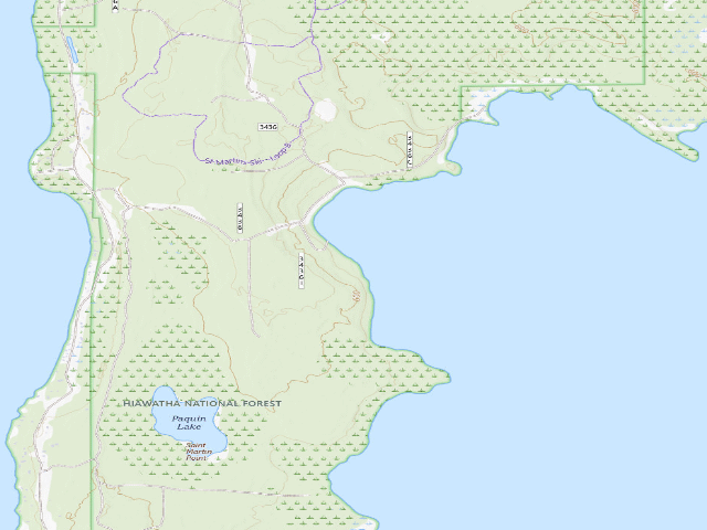 USGS topographic map of Hiawatha National Forest