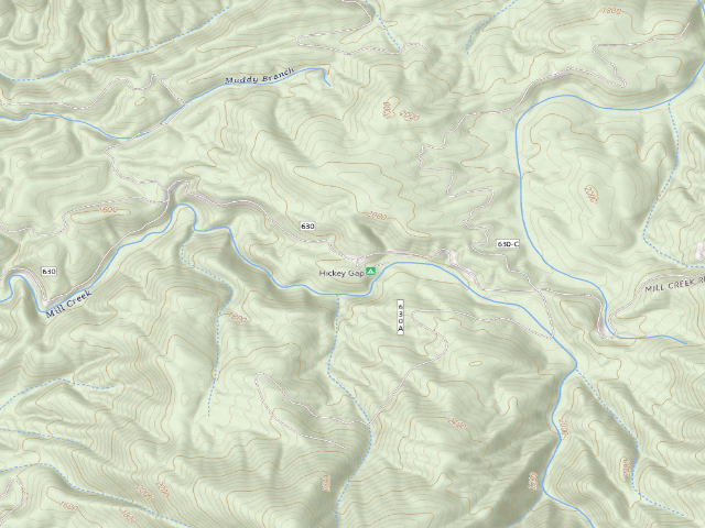 USGS topographic map of Hickey Gap Forest Service Camping Area