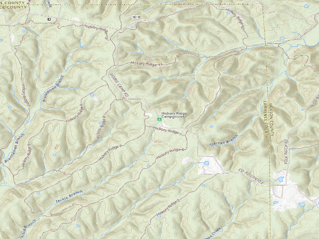 USGS topographic map of Hickory Ridge Campgound