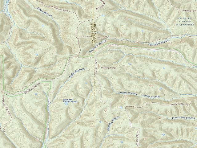 USGS topographic map of Hickory Ridge Roadside Dispersed Campsite 1 (Hoosier NF)