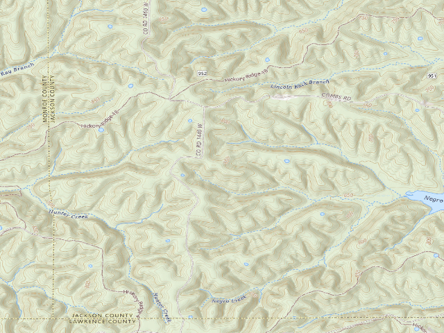 USGS topographic map of Hickory Ridge Roadside Dispersed Campsite 10 (Hoosier NF)