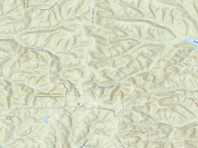 USGS topographic map of Hickory Ridge Roadside Dispersed Campsite 12 (Hoosier NF)