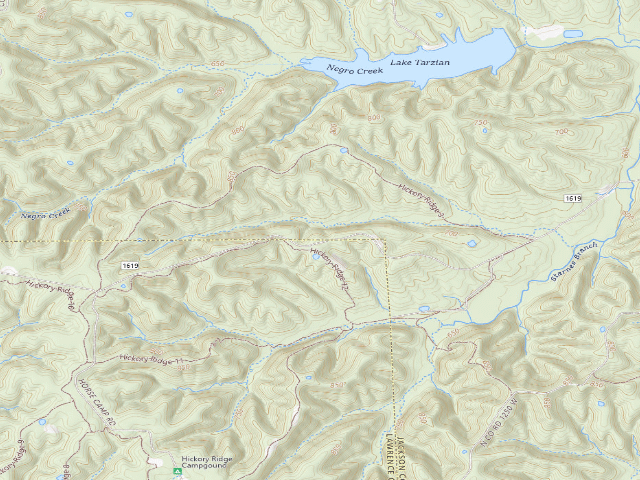 USGS topographic map of Hickory Ridge Roadside Dispersed Campsite 13 (Hoosier NF)