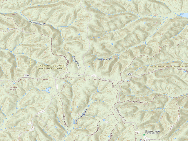 USGS topographic map of Hickory Ridge Roadside Dispersed Campsite 15 (Hoosier NF)
