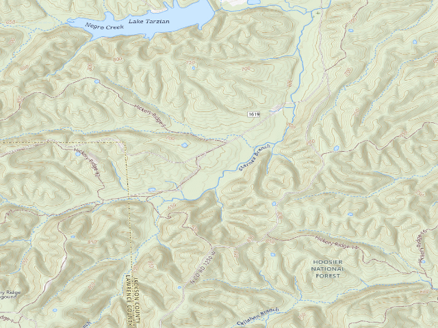 USGS topographic map of Hickory Ridge Roadside Dispersed Campsite 16 (Hoosier NF)