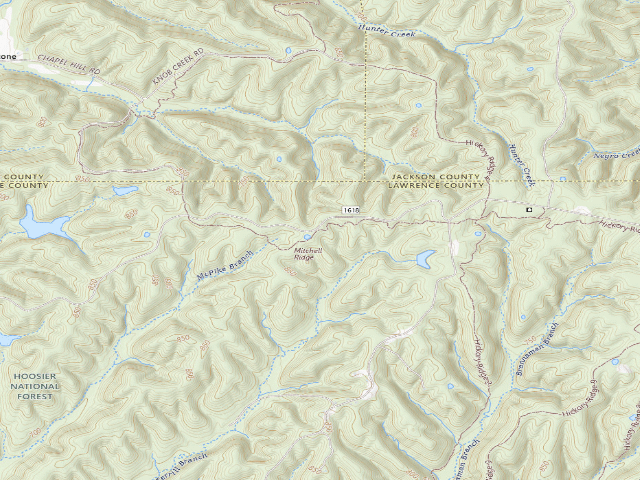 USGS topographic map of Hickory Ridge Roadside Dispersed Campsite 17 (Hoosier NF)