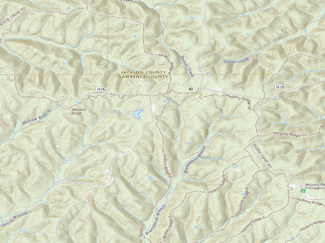 USGS topographic map of Hickory Ridge Roadside Dispersed Campsite 18 (Hoosier NF)