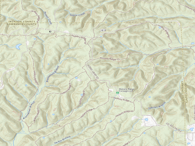 USGS topographic map of Hickory Ridge Roadside Dispersed Campsite 19 (Hoosier NF)