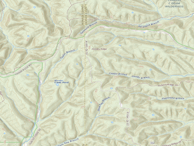 USGS topographic map of Hickory Ridge Roadside Dispersed Campsite 2 (Hoosier NF)