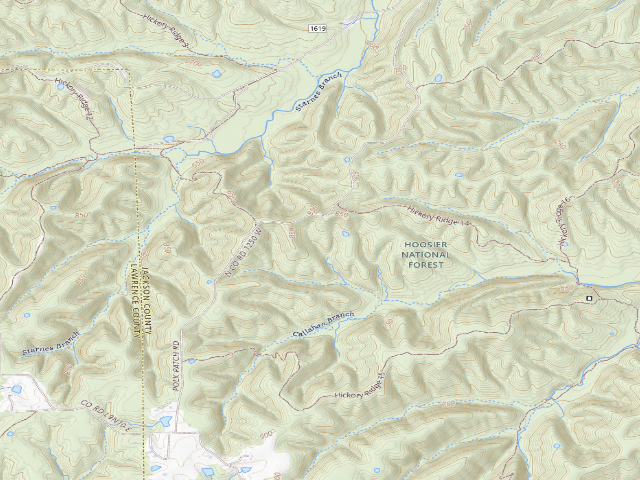 USGS topographic map of Hickory Ridge Roadside Dispersed Campsite 20 (Hoosier NF)