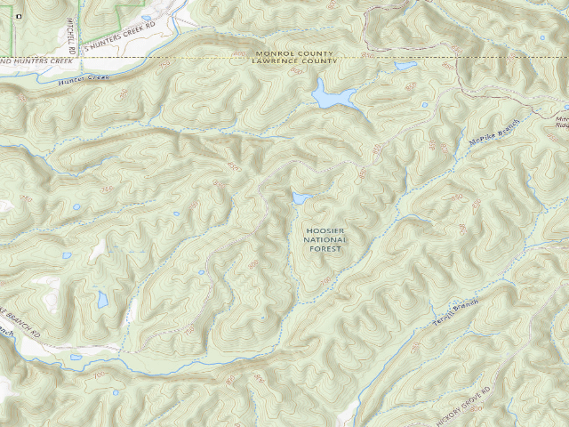 USGS topographic map of Hickory Ridge Roadside Dispersed Campsite 21 (Hoosier NF)