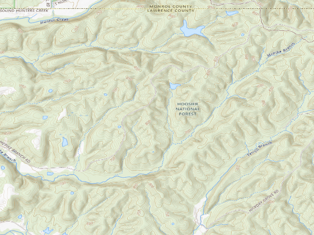 USGS topographic map of Hickory Ridge Roadside Dispersed Campsite 22 (Hoosier NF)