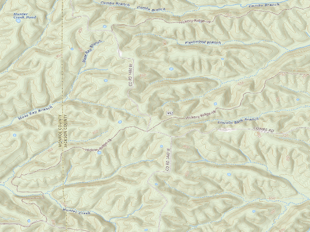 USGS topographic map of Hickory Ridge Roadside Dispersed Campsite 4 (Hoosier NF)