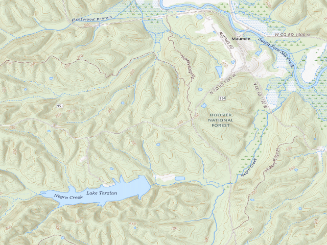 USGS topographic map of Hickory Ridge Roadside Dispersed Campsite 6 (Hoosier NF)