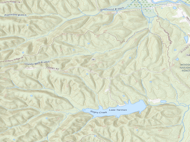 USGS topographic map of Hickory Ridge Roadside Dispersed Campsite 7 (Hoosier NF)