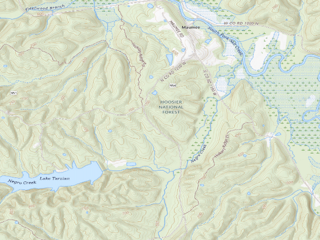 USGS topographic map of Hickory Ridge Roadside Dispersed Campsite 8 (Hoosier NF)