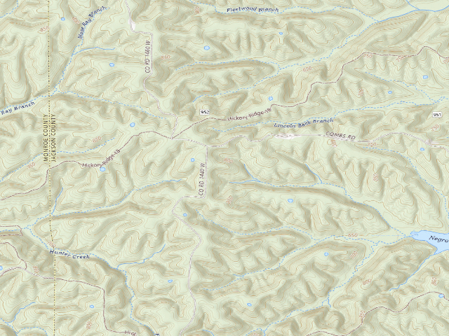 USGS topographic map of Hickory Ridge Roadside Dispersed Campsite 9 (Hoosier NF)