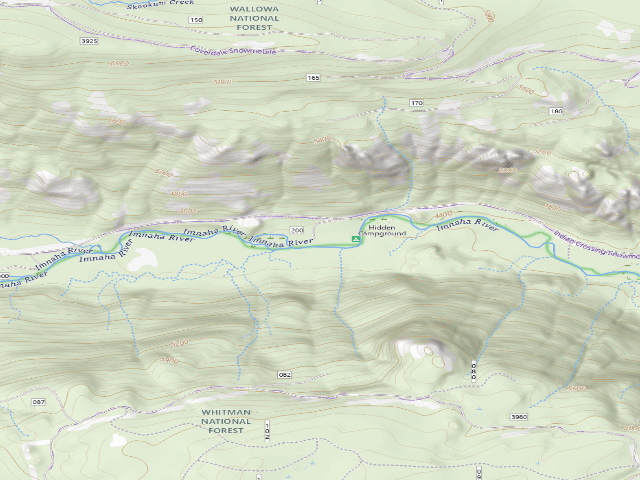 USGS topographic map of Hidden Campground