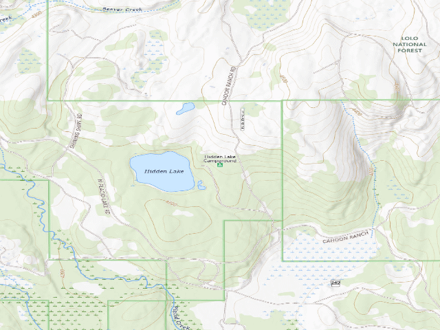 USGS topographic map of Hidden Lake Campground