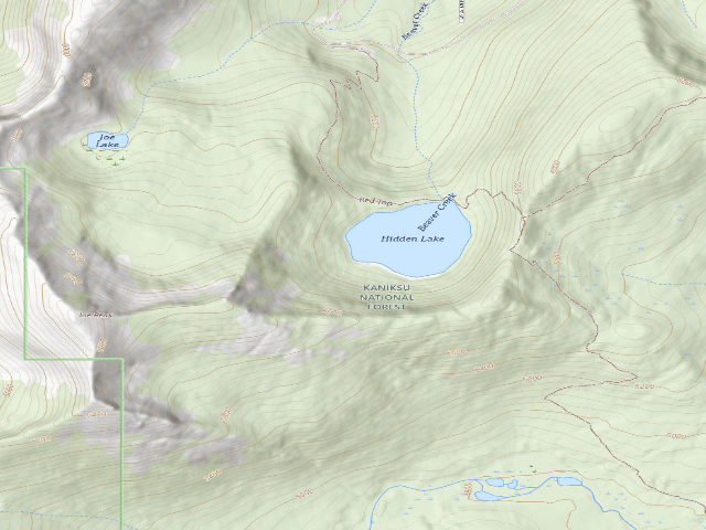 USGS topographic map of Hidden Lake