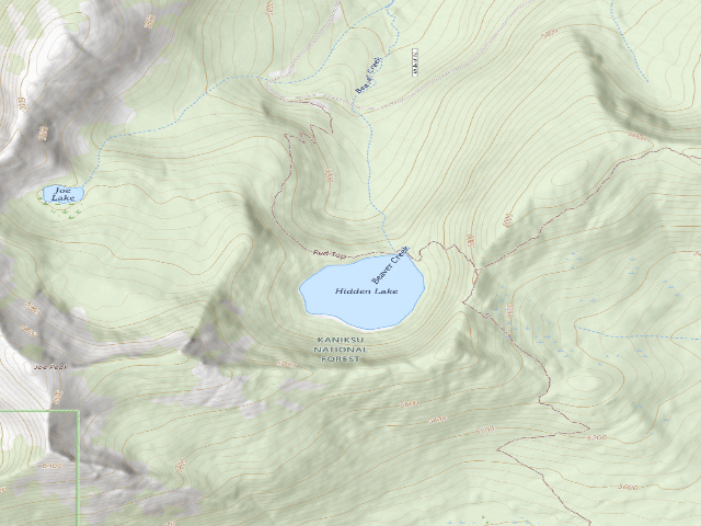 USGS topographic map of Hidden Lake