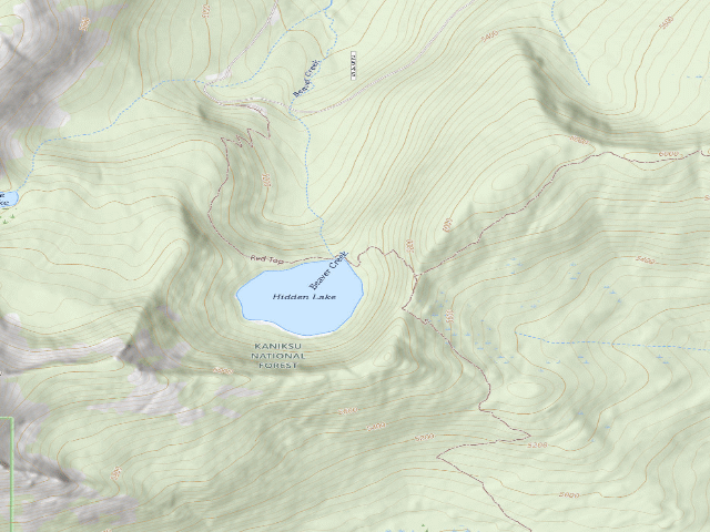 USGS topographic map of Hidden Lake (On Fs Trail 102)