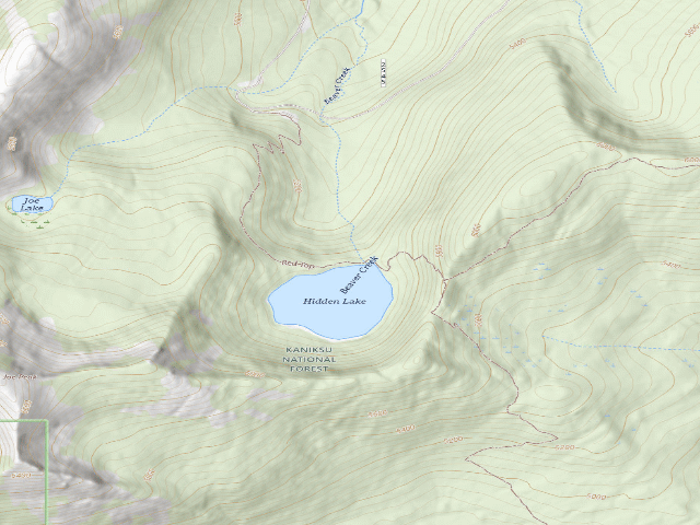 USGS topographic map of Hidden Lake (On Fs Trail 102)