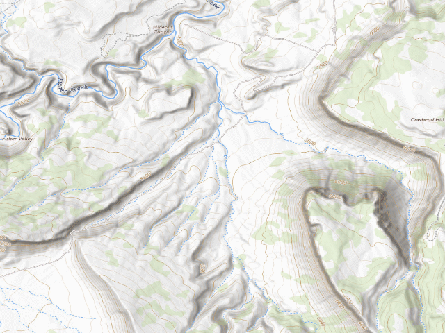 USGS topographic map of Hideout Canyon Camping Area