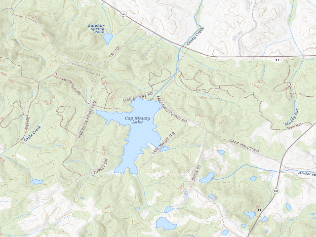 USGS topographic map of Higginson-Henry WMA - Designated Camping Area (south)