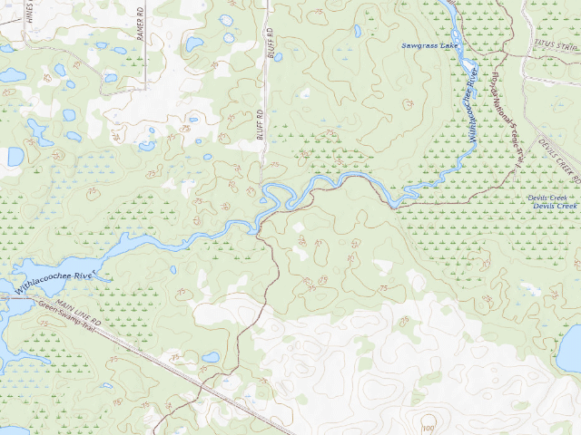 USGS topographic map of High Bluff (Green Swamp Wilderness Preserve - West Tract)