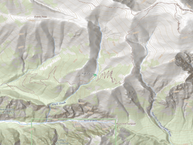 USGS topographic map of High Creek Trail Camp