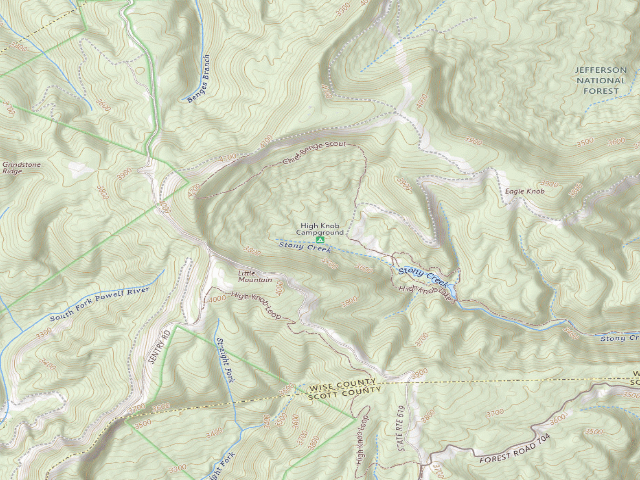 USGS topographic map of High Knob Campground