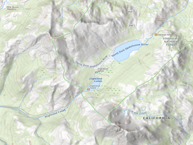 USGS topographic map of Highland Lakes