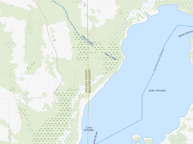 USGS topographic map of Highwater Camp (River Lakes Conservation Area)