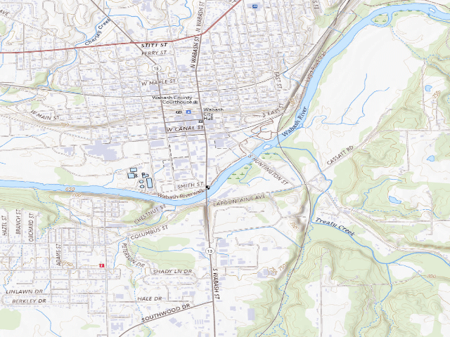 USGS topographic map of Hikers, Bikers, Paddlers Campground (City of Wabash)