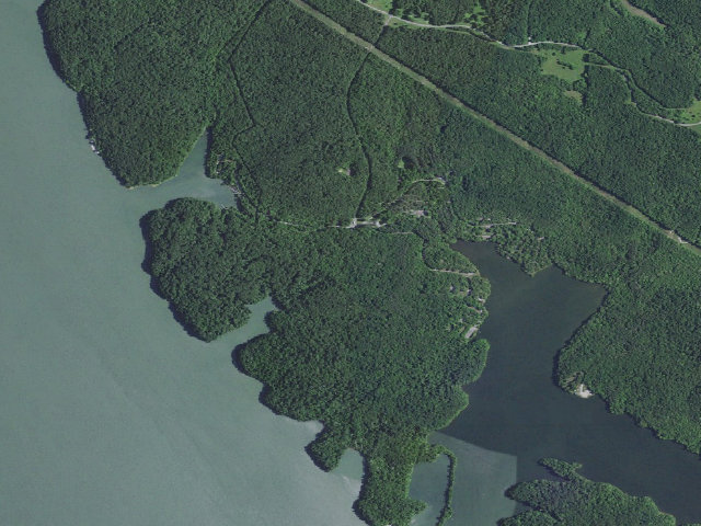 Aerial image of Hillman Ferry Campground