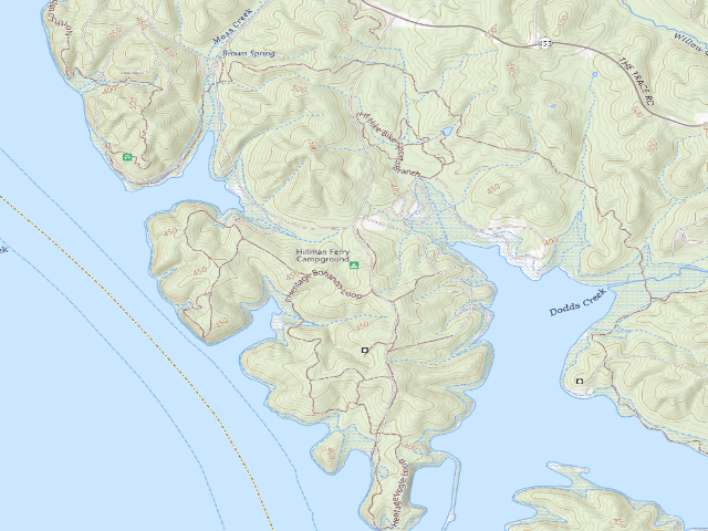 USGS topographic map of Hillman Ferry Campground