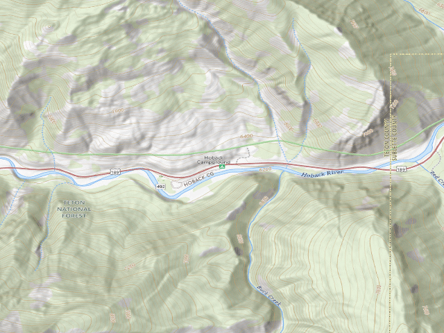 USGS topographic map of Hoback Campground