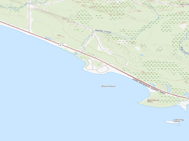 USGS topographic map of Hog Island Point State Forest Campground