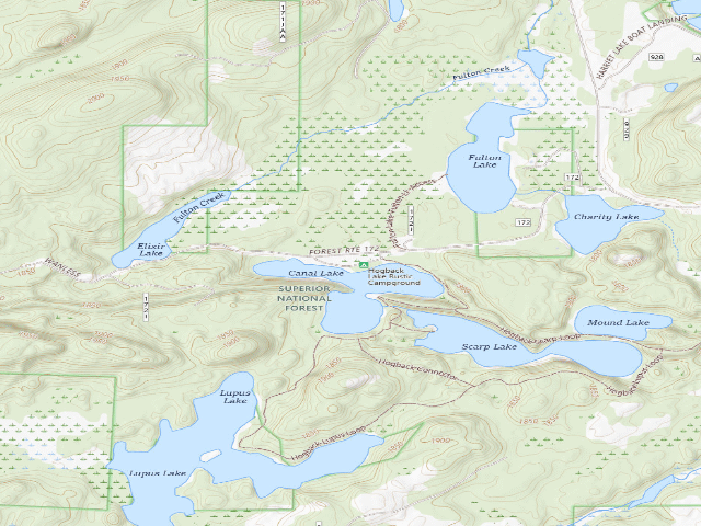 USGS topographic map of Hogback Lake Campground