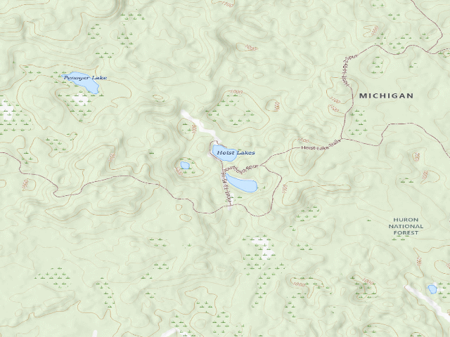 USGS topographic map of Hoist Lakes Backcountry Campsites