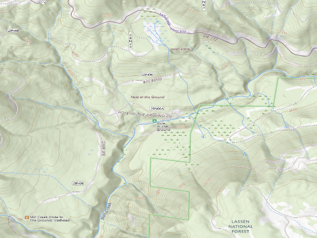 USGS topographic map of Hole-in-the-Ground Campground